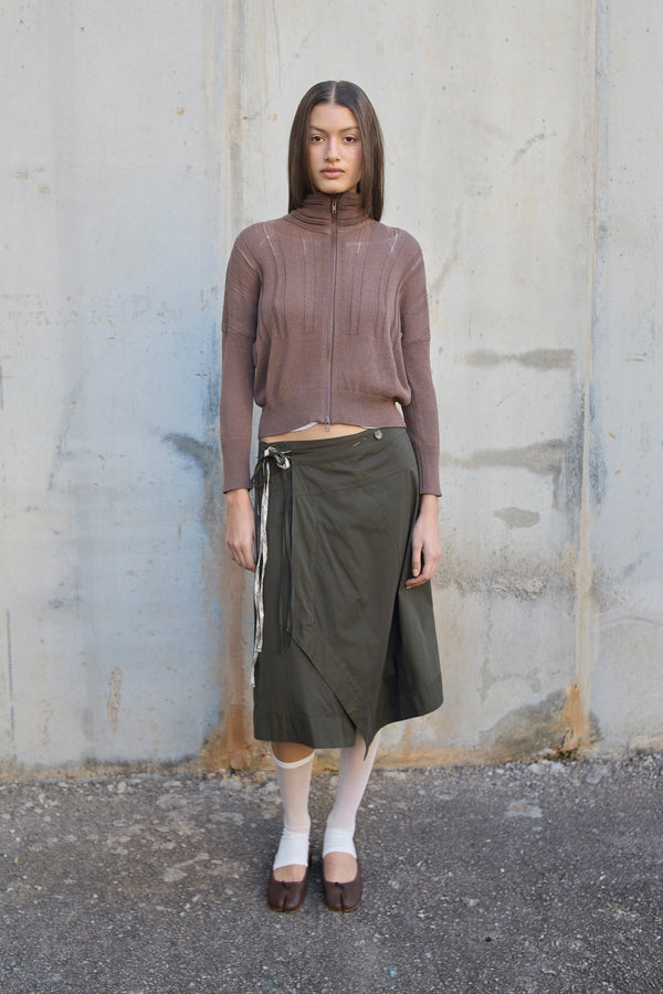 Falda midi reversible de corte asimétrico - Elan