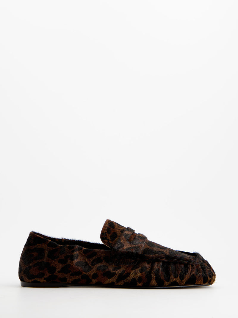 Mocasines fruncido de pelo animal print - ULK Momo