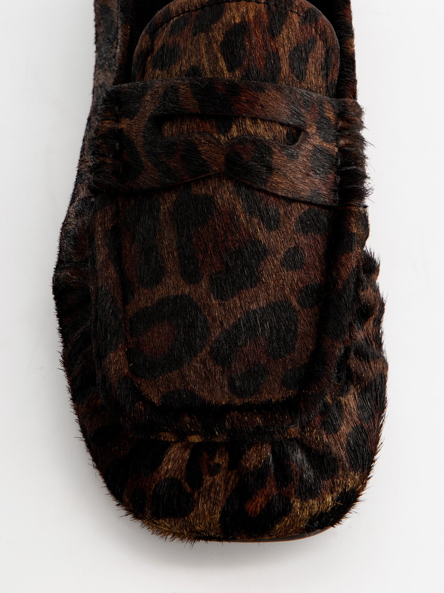 Mocasines fruncido de pelo animal print - ULK Momo