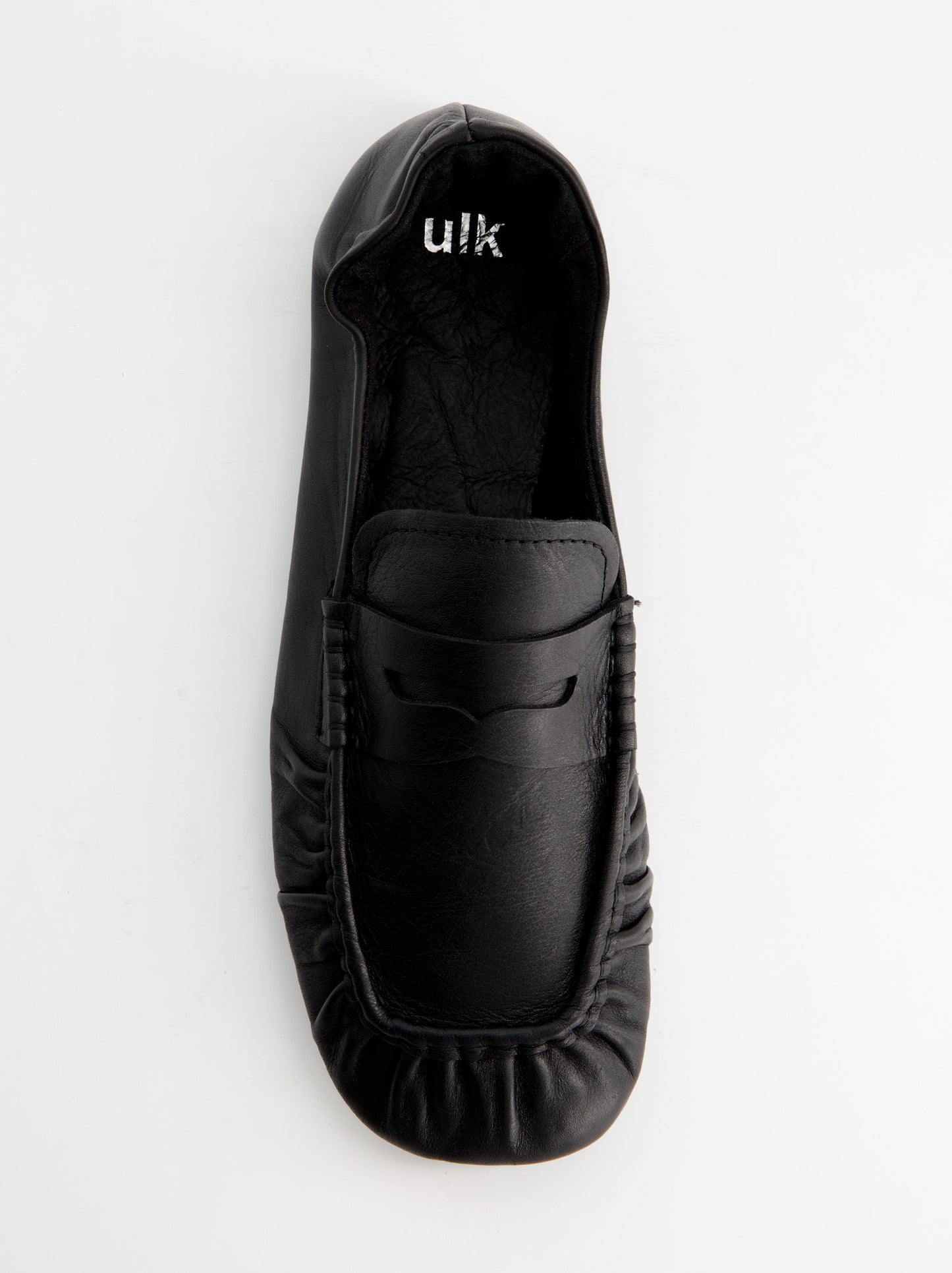 Black gathered leather loafer - ULK Momo