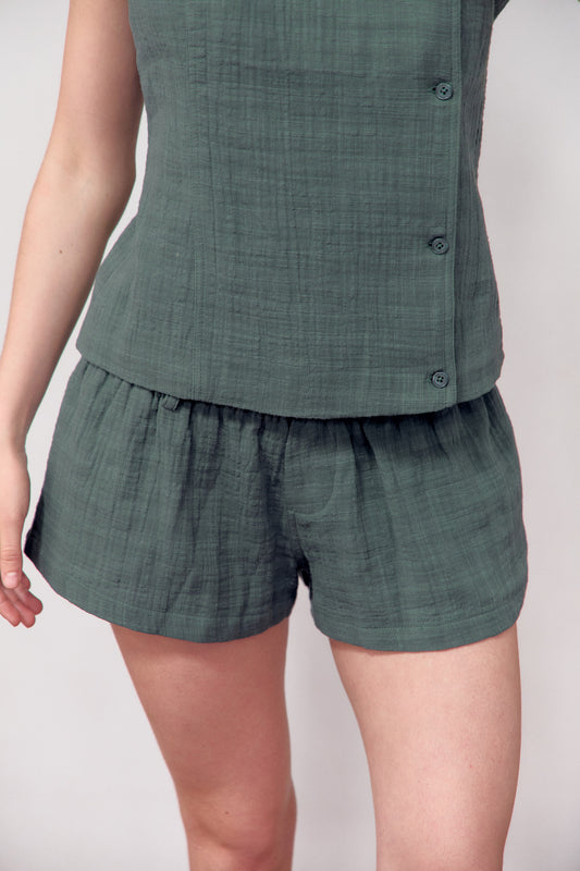 Short verde fluido con cintura elástica - Koa