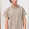 Camiseta beige con costuras vistas en contraste - Pope