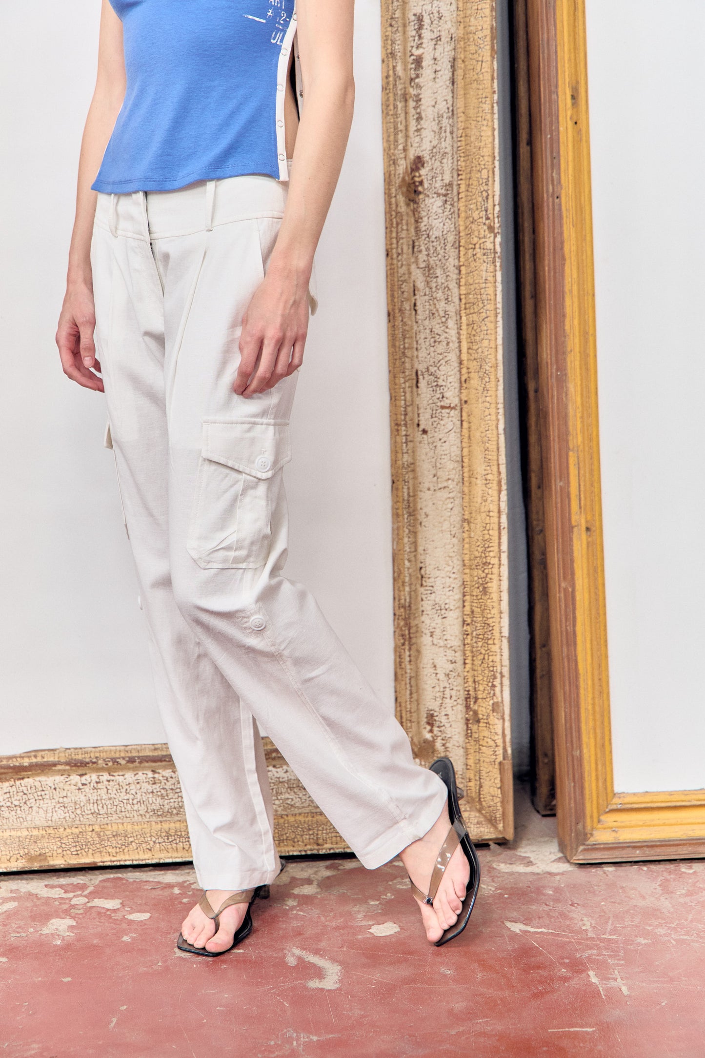 Pantalón Cargo Recto Blanco - Crack
