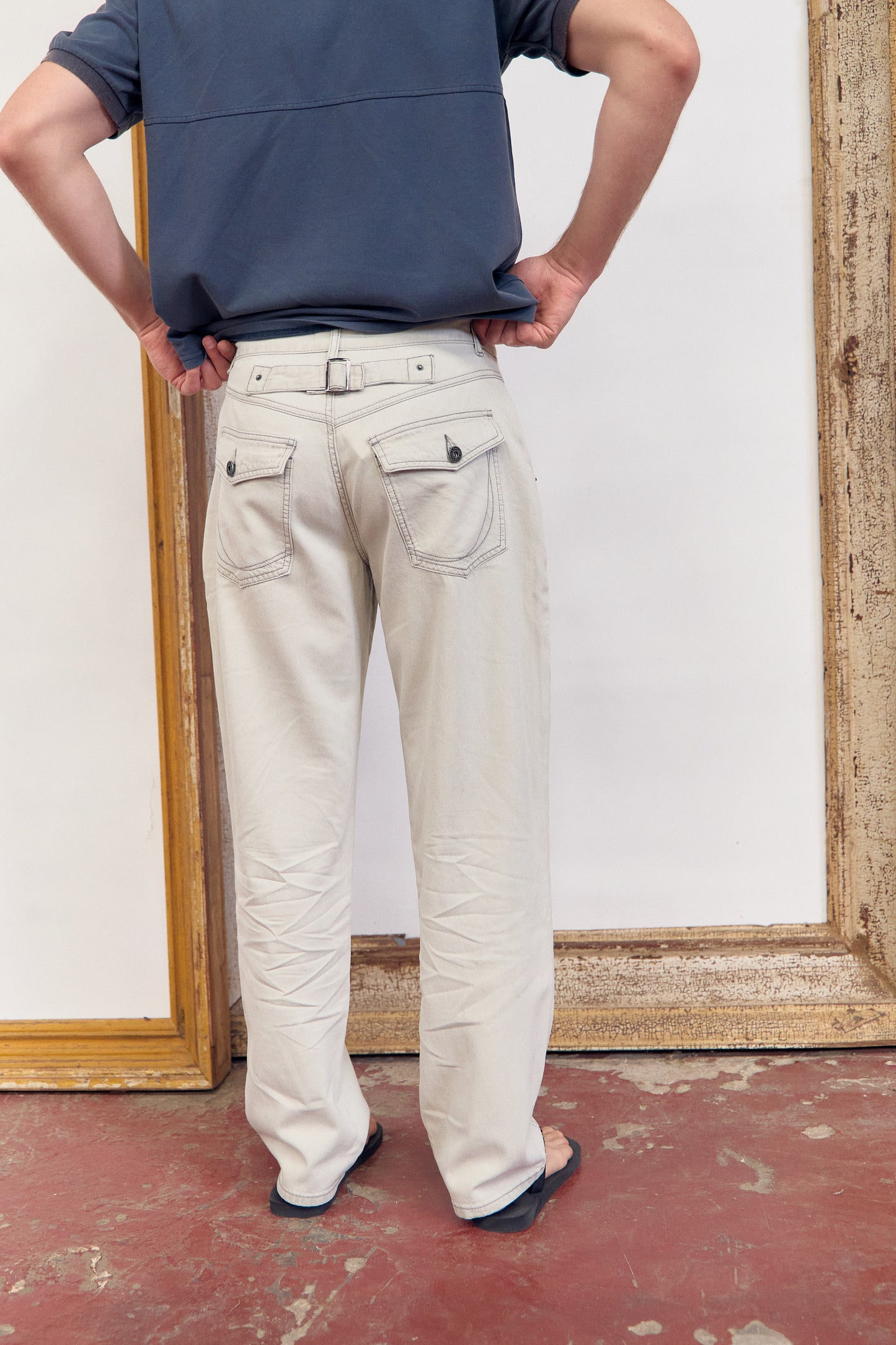 Pantalón denim crudo recto con costuras vistas Lagoon