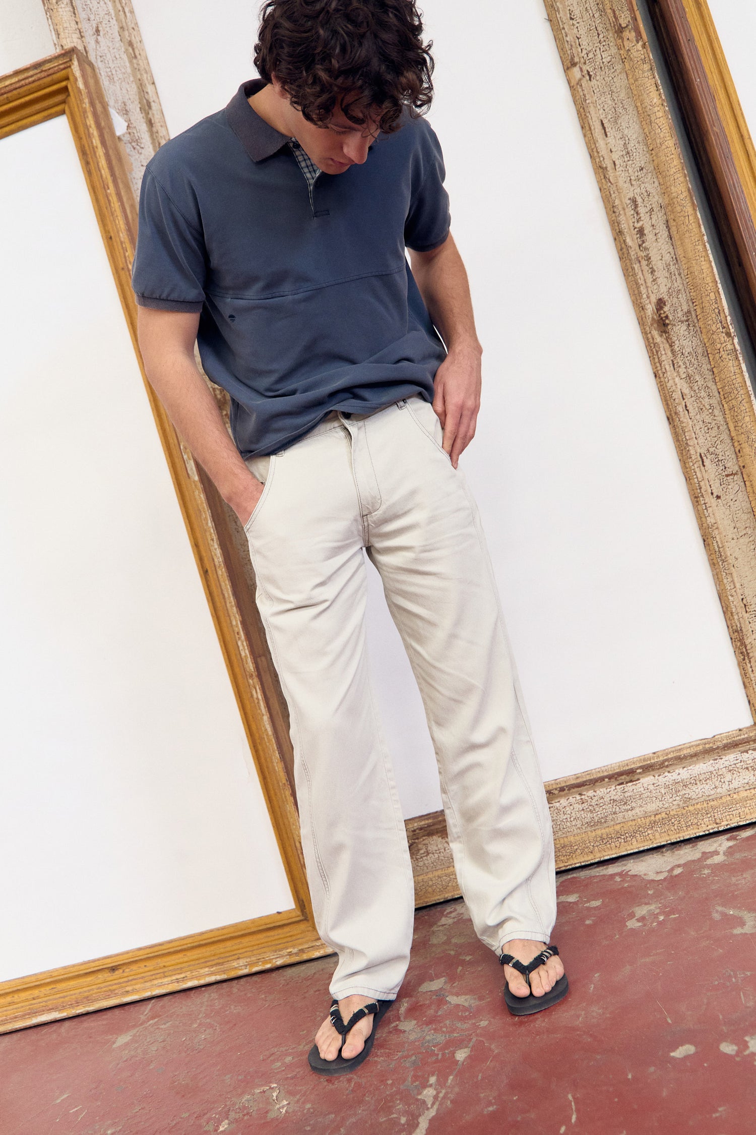 Pantalón denim crudo recto con costuras vistas Lagoon