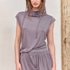 Vestido con bolsillo lateral cuello alto y bajo fruncido - Chao
