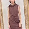 Vestido con bolsillo lateral cuello alto y bajo fruncido - Chao