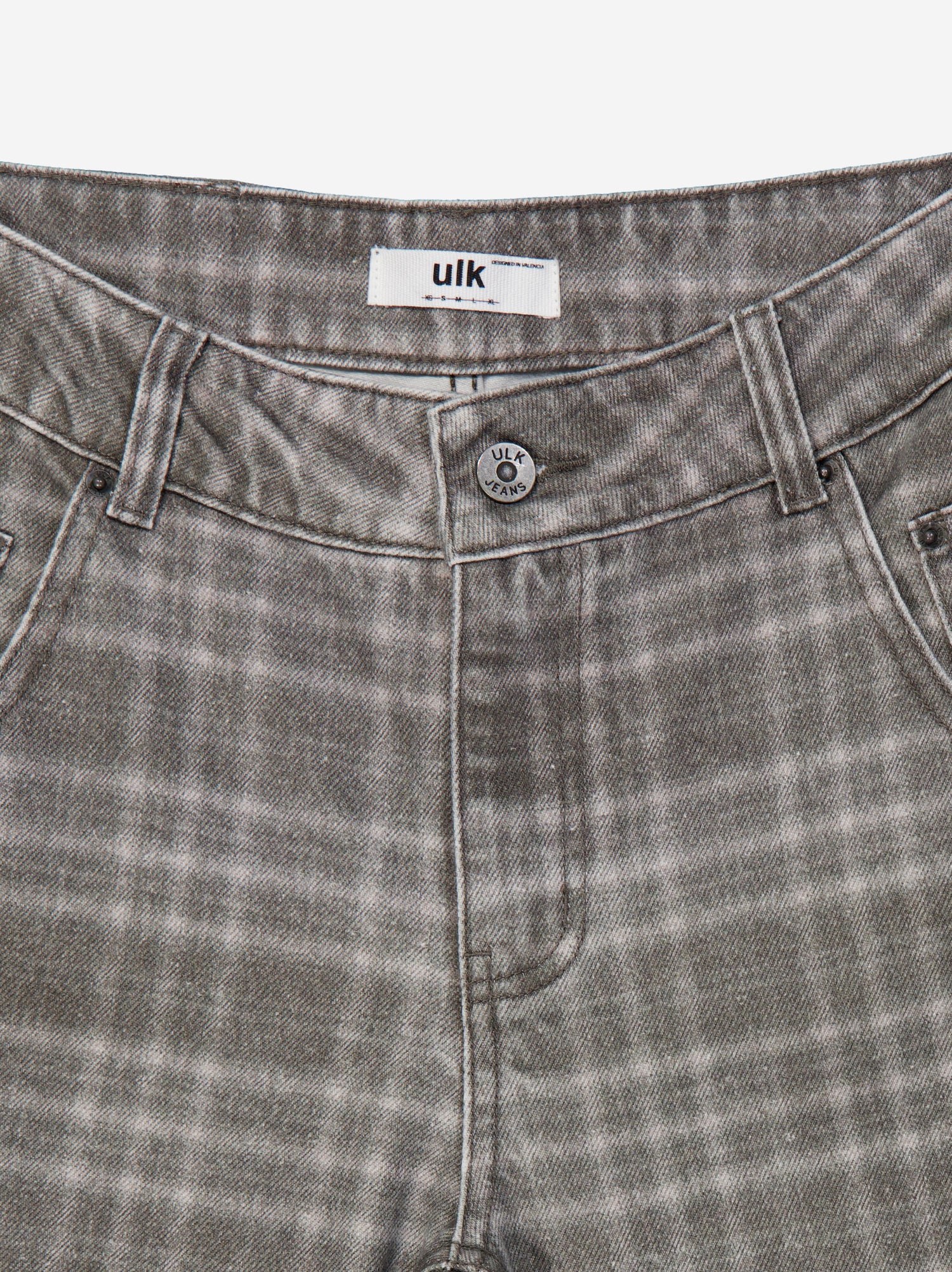 Plaid Effect Denim Trousers - Jones