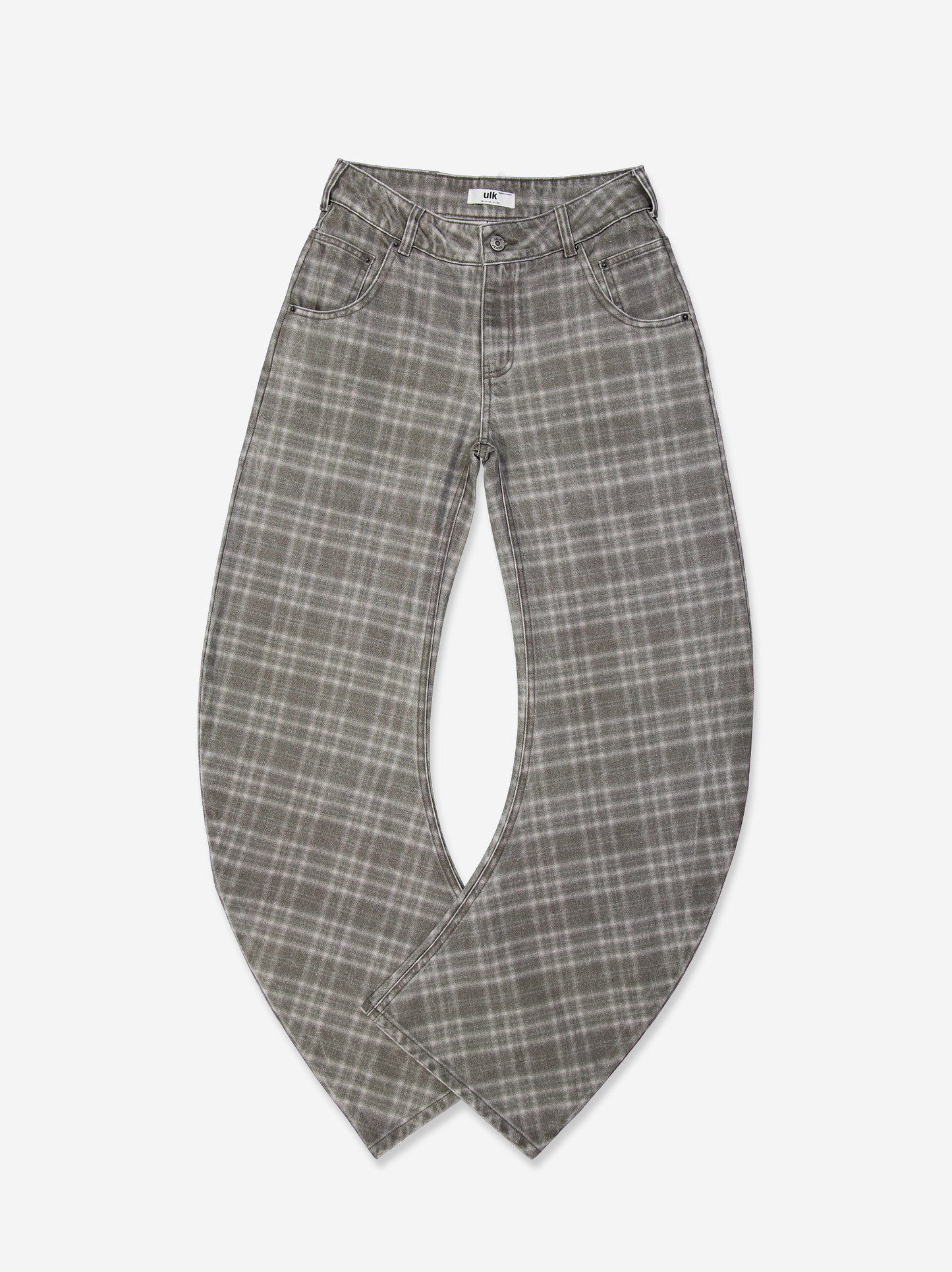 Plaid Effect Denim Trousers - Jones