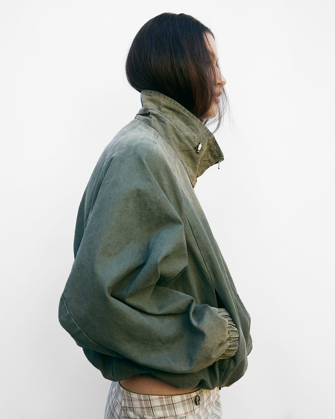Chaqueta Bomber Efecto Lavado Caqui - Frenzy