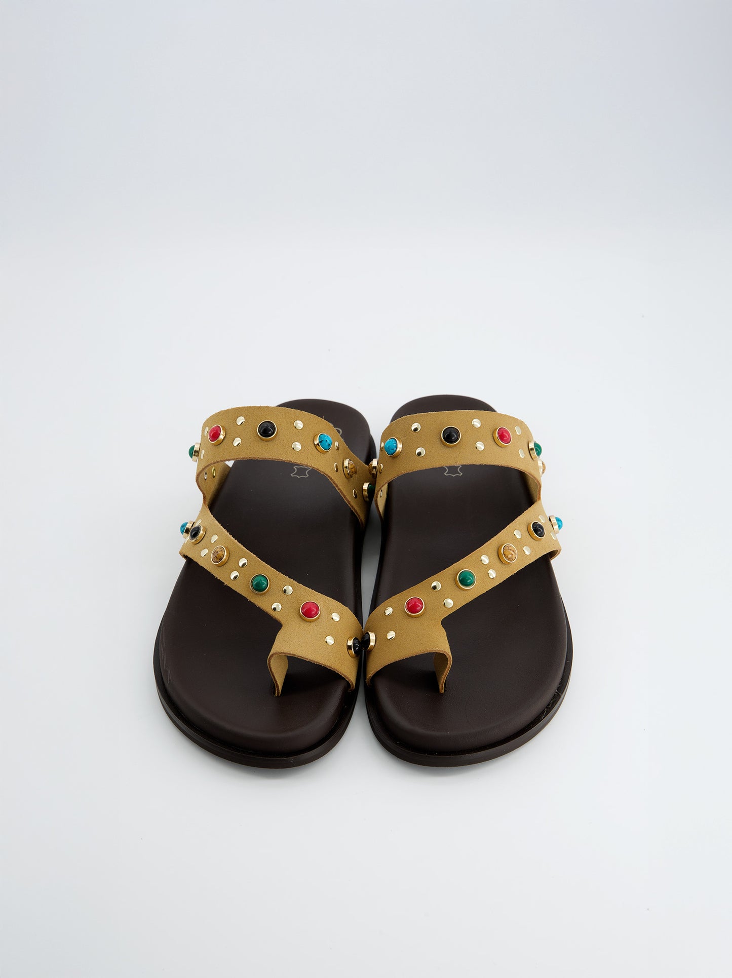 Sandalia Camel Con Piedras Decorativas - Porronet