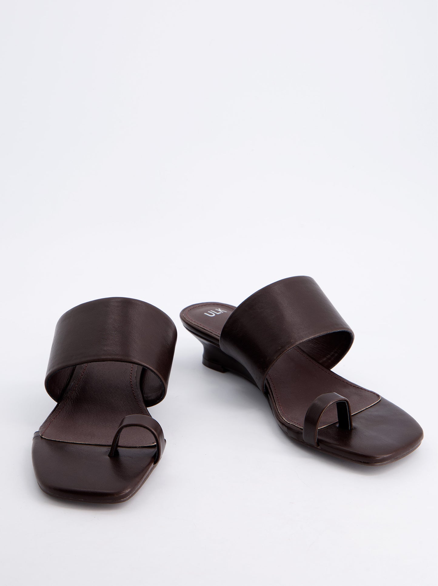 Chocolate low wedge toe post sandal - Tella