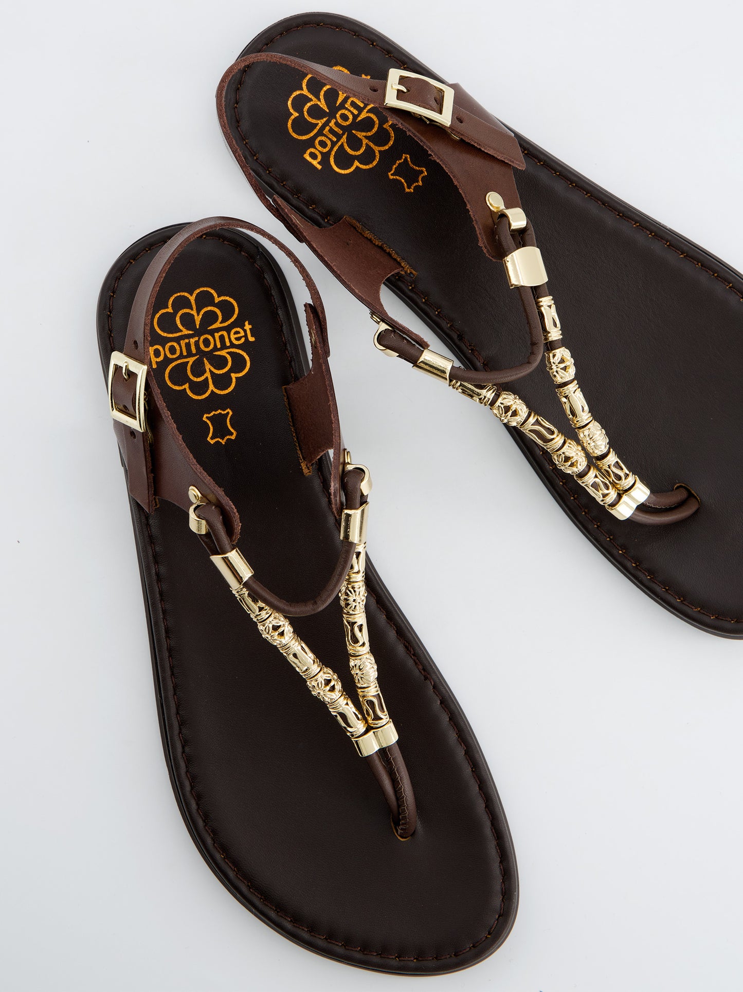 Sandalias De Piel Con Detalle Metálico - Porronet
