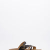 Black Leather Flat Sandal - Kravi