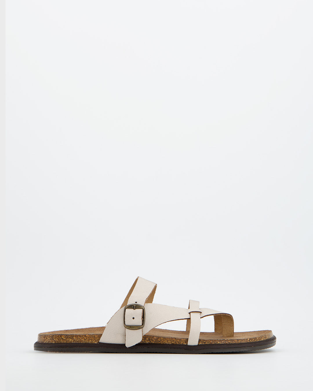Sandalia Plana De Piel Beige - Kravi