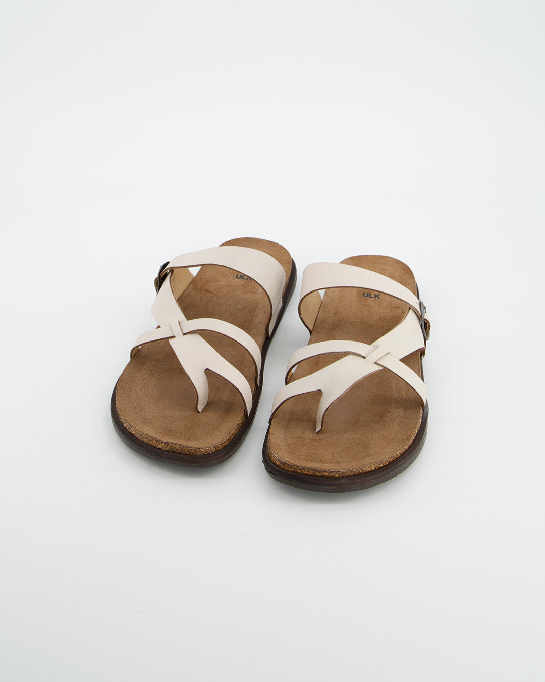 Sandalia Plana De Piel Beige - Kravi