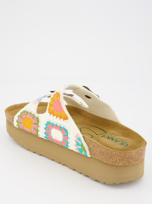 Sandalia de crochet con plataforma - Berry