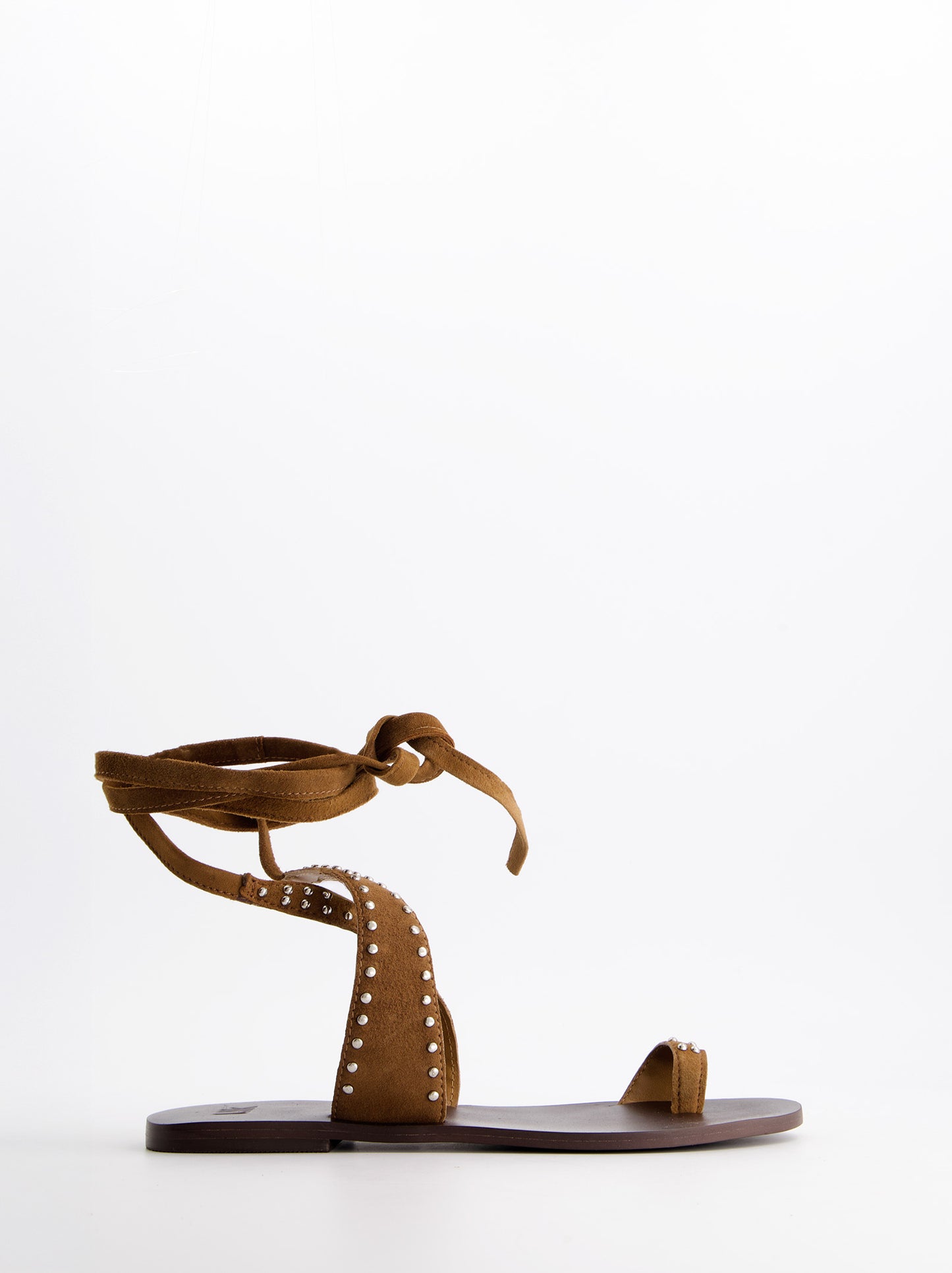 Sandalias Planas De Piel Serraje Con Tachas - Nomada