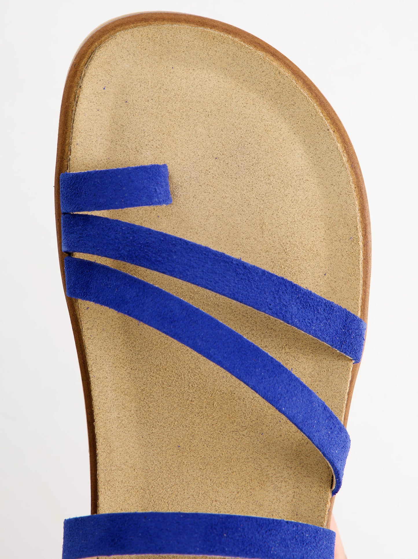 Sandalias Planas De Serraje Azul - Vane