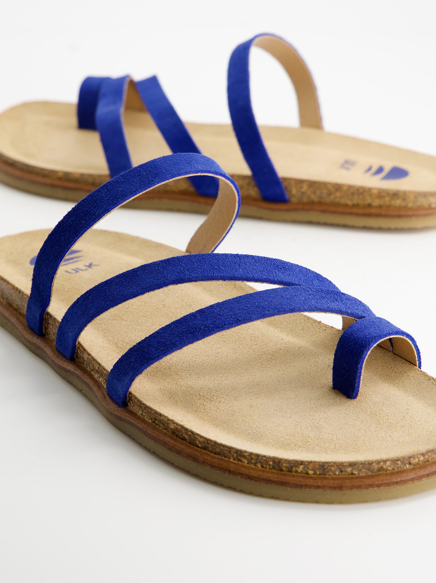 Sandalias Planas De Serraje Azul - Vane