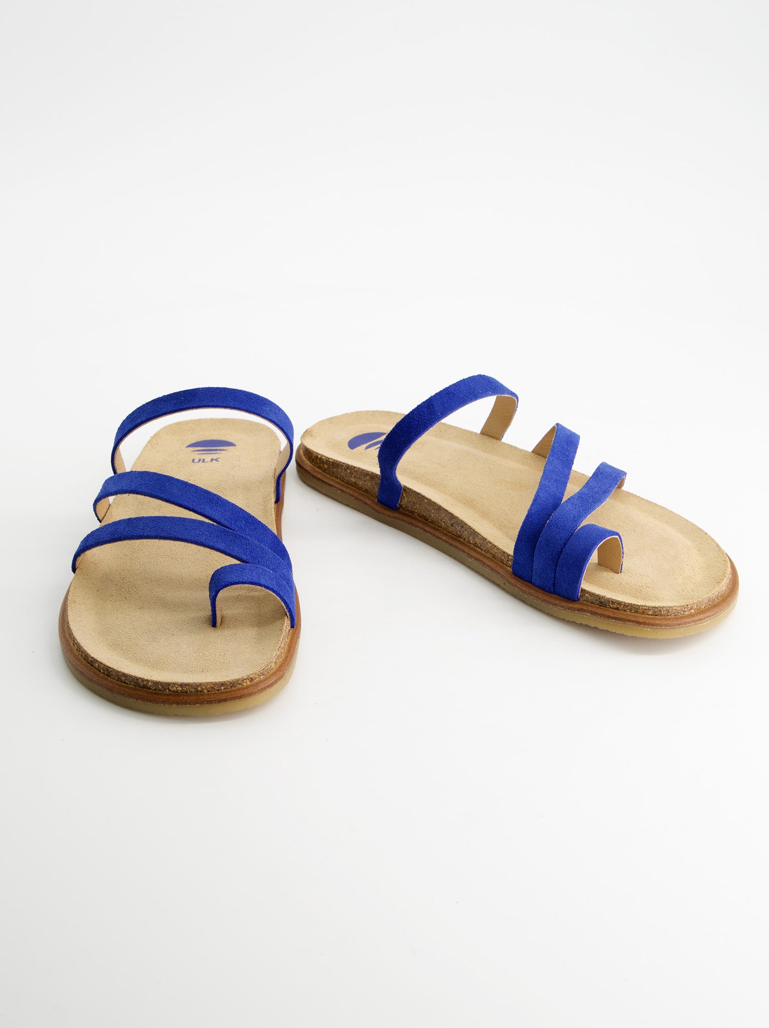 Sandalias Planas De Serraje Azul - Vane