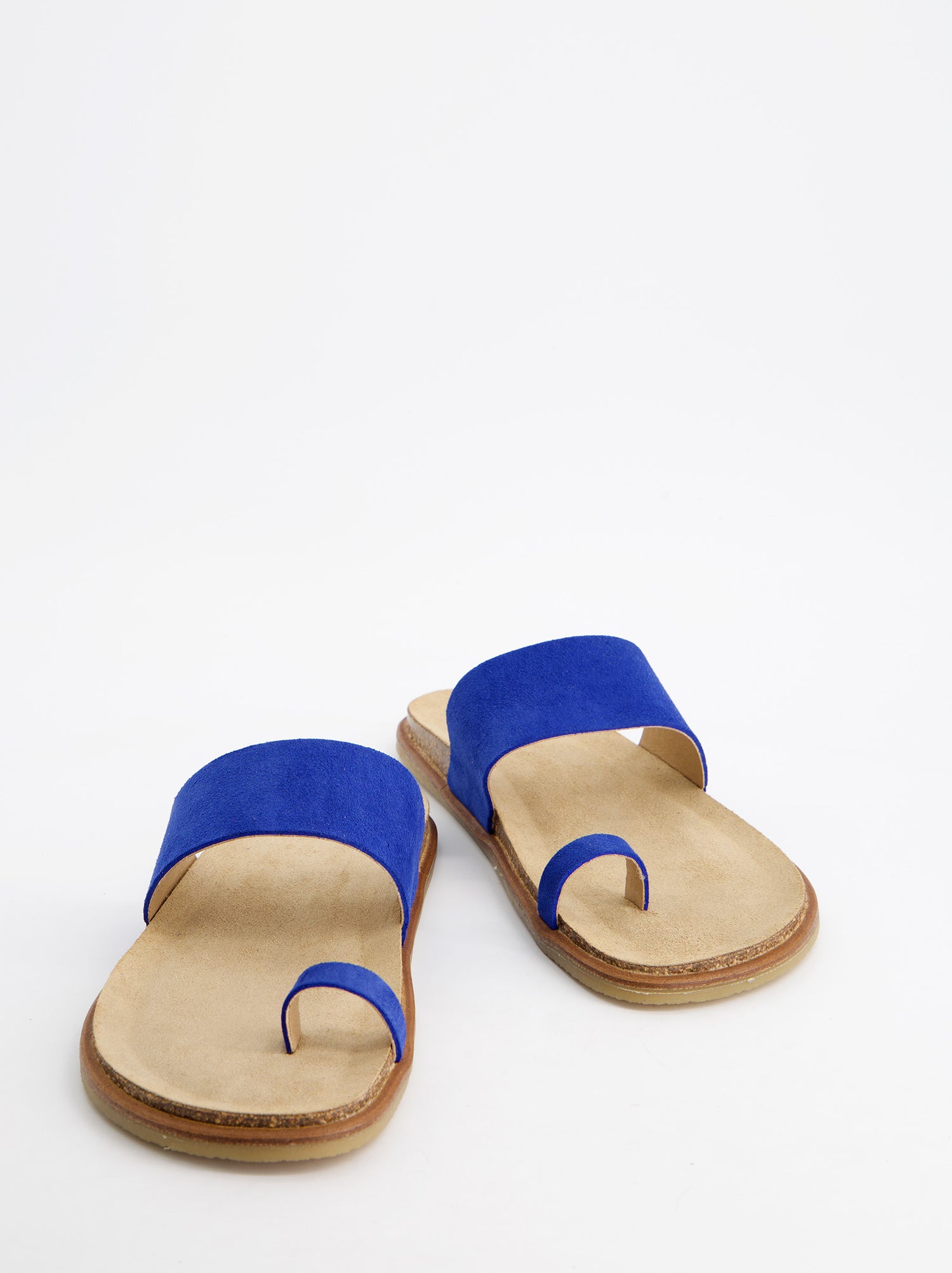 Sandalias Planas De Serraje Azul - Katao