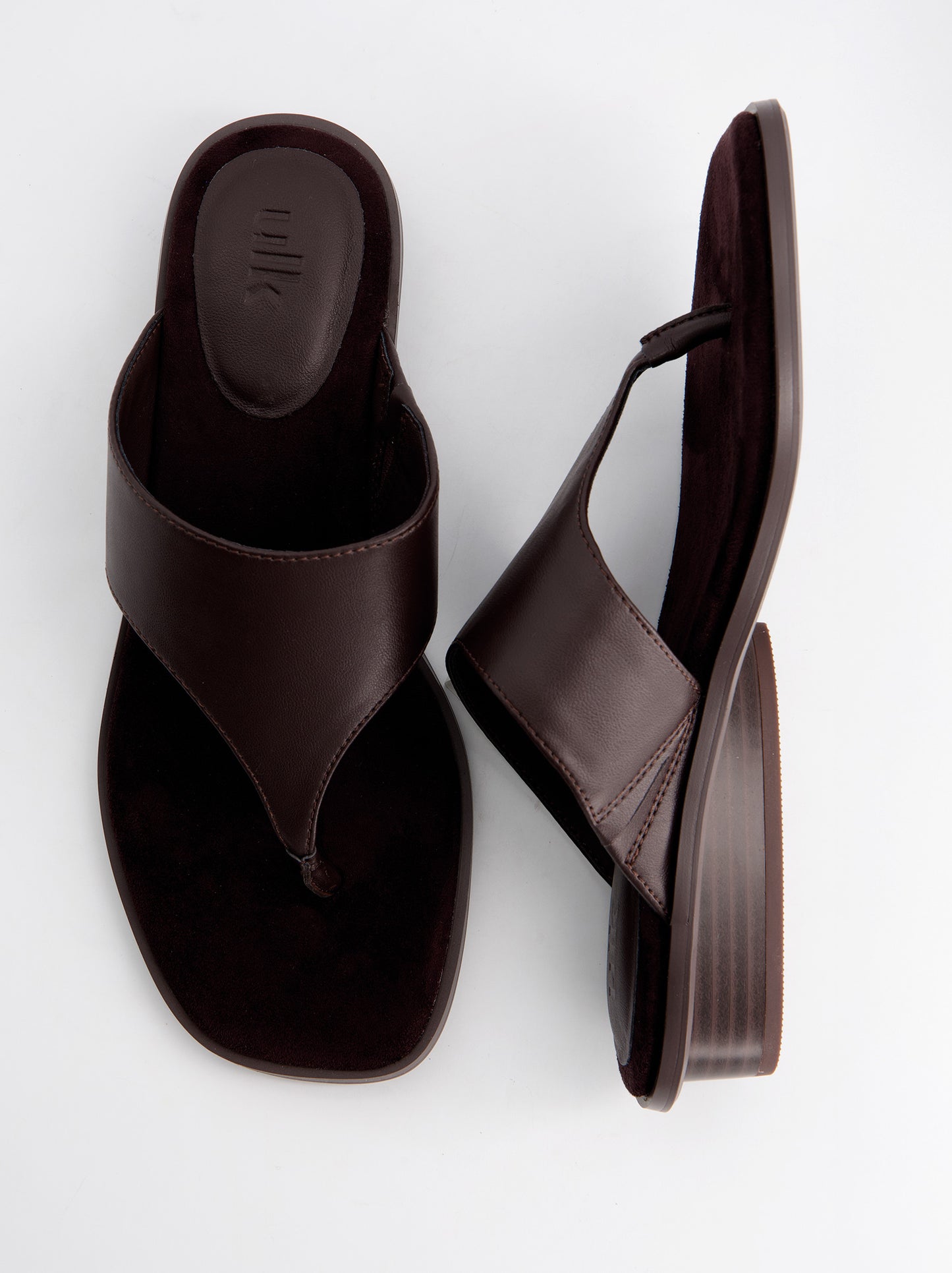 Sandalias Piel Marrón De Cuña Baja  - Itta