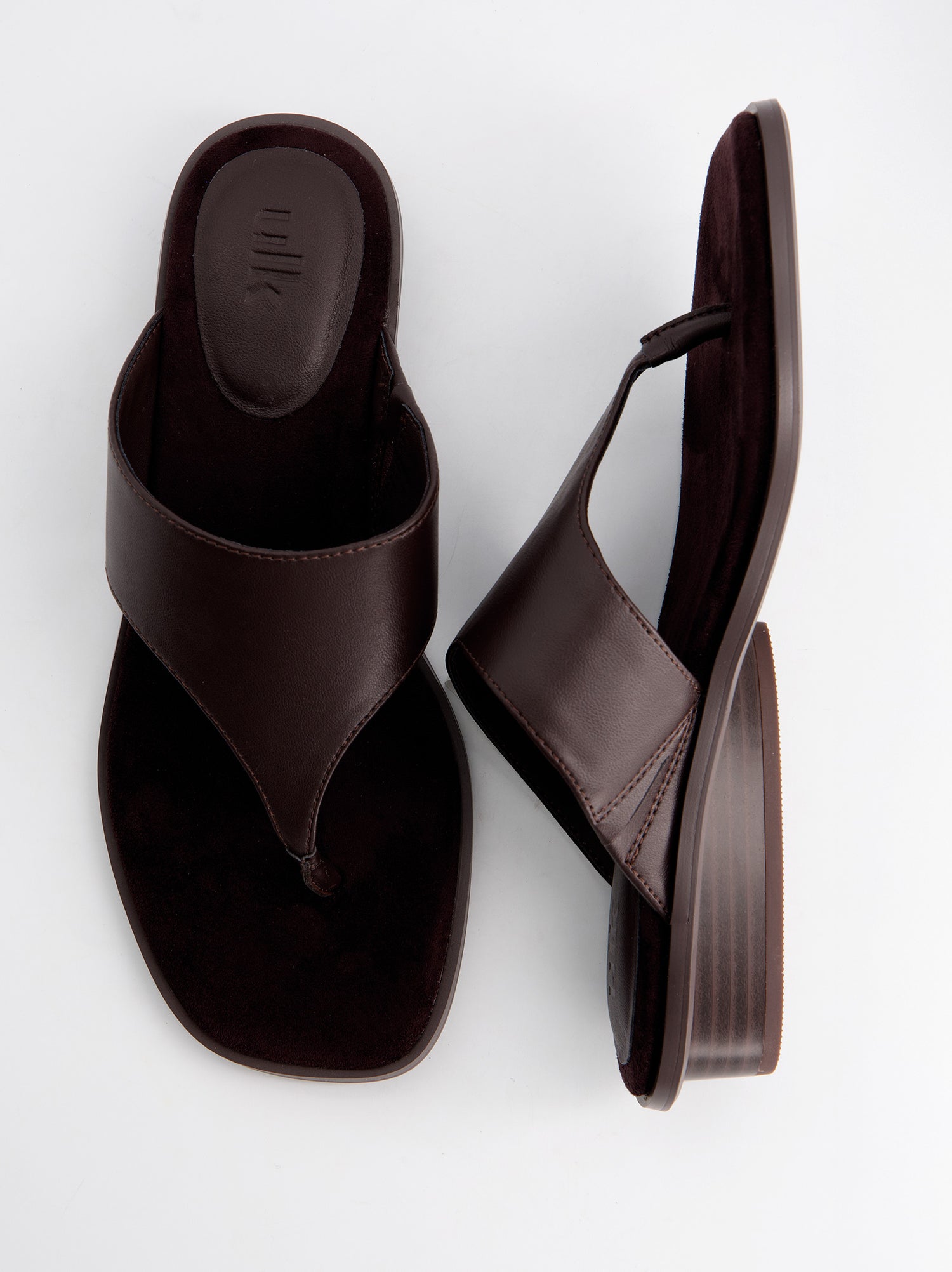 Sandalias Piel Marrón De Cuña Baja  - Itta