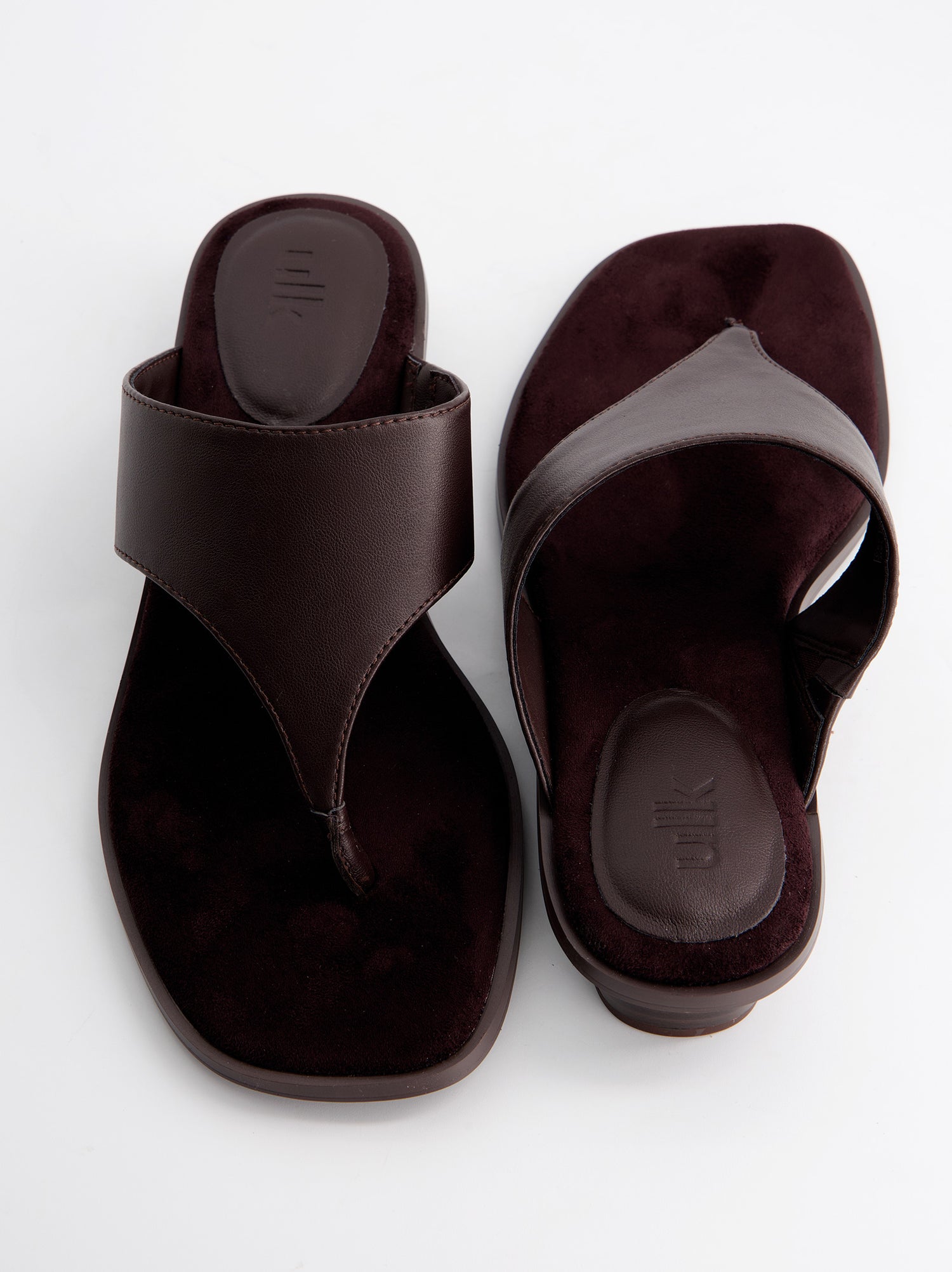 Sandalias Piel Marrón De Cuña Baja  - Itta