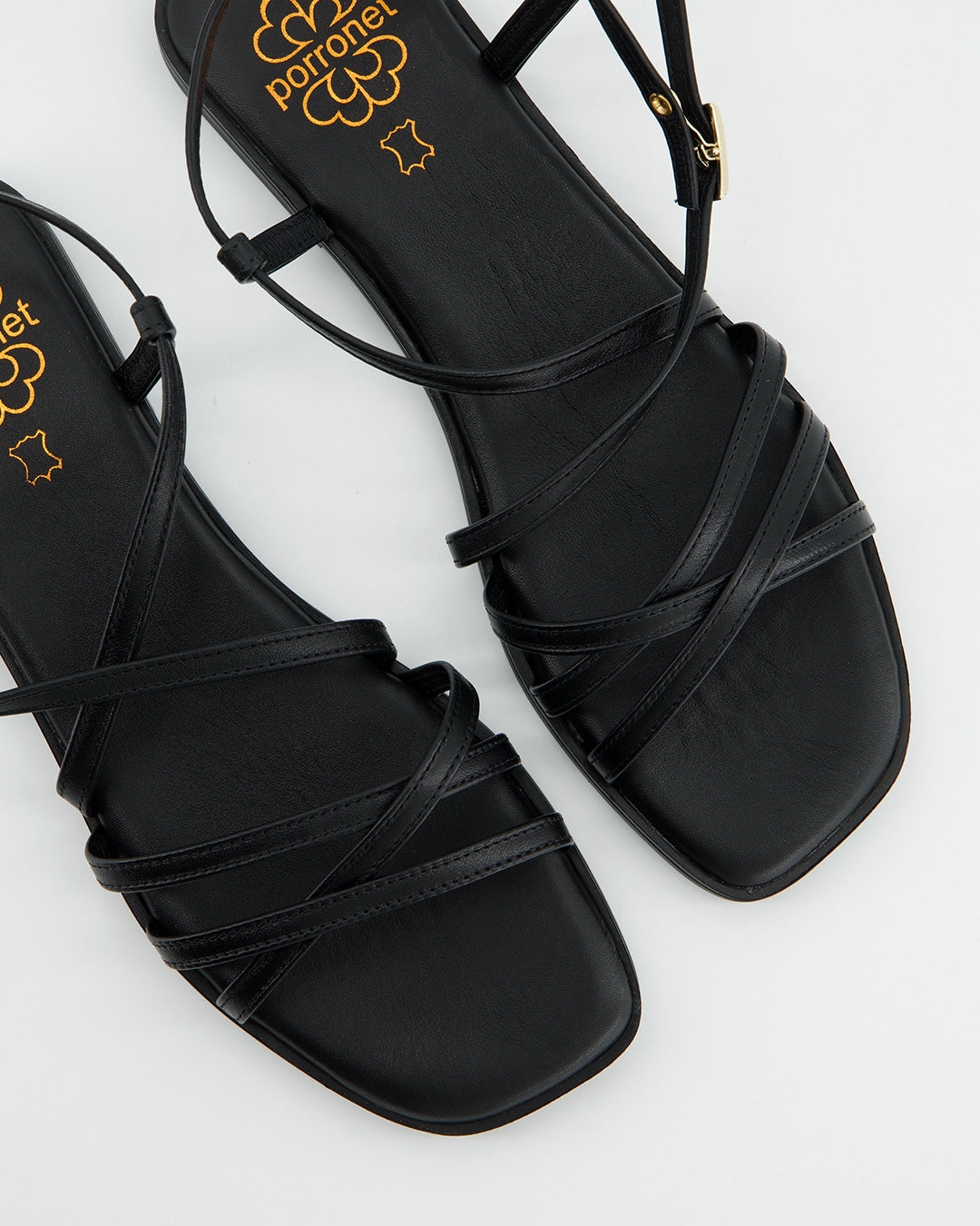 Sandalias Tiras Cruzadas Negras - Porronet