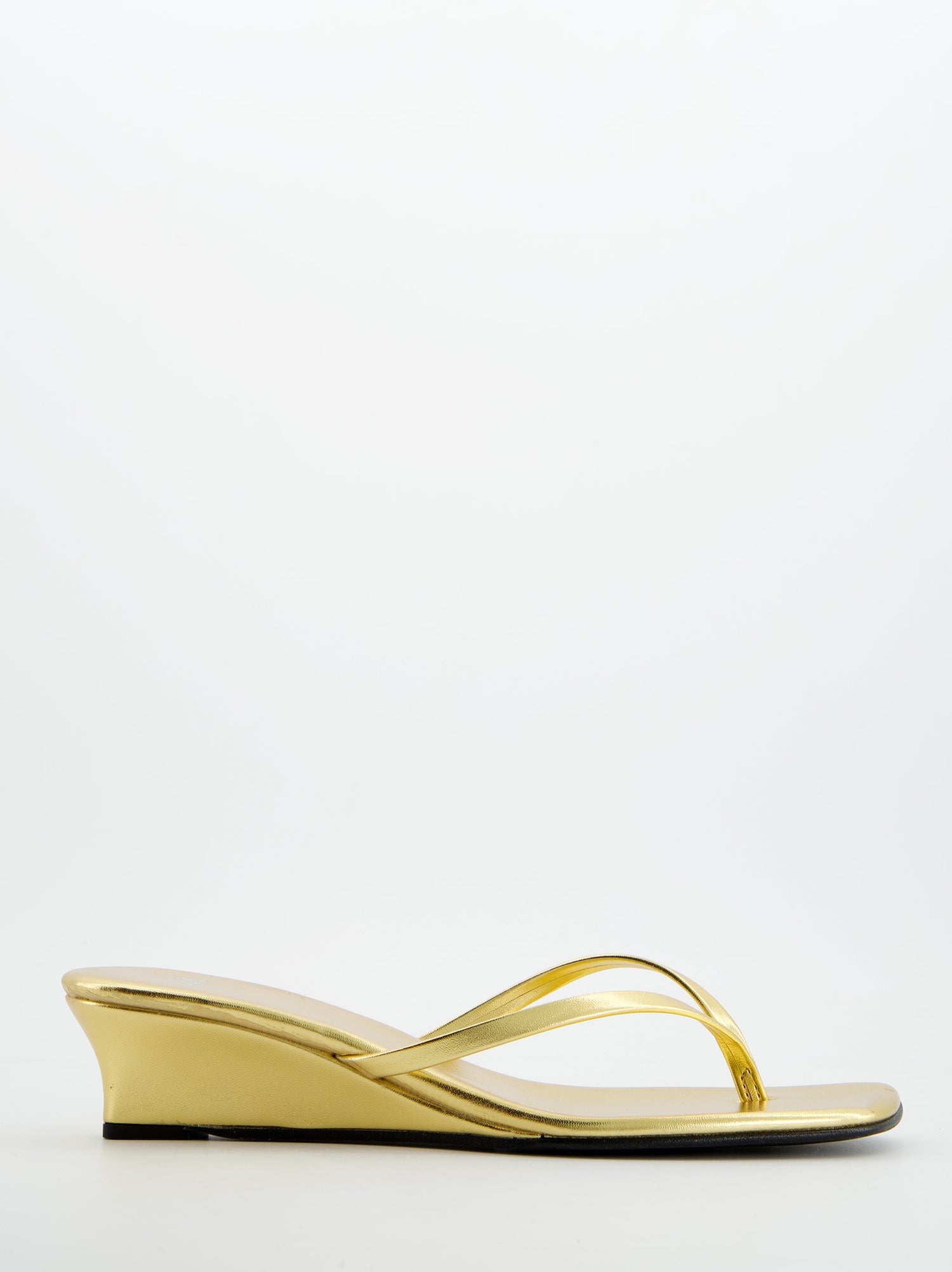 Sandalias de cuña acabado oro - Siete