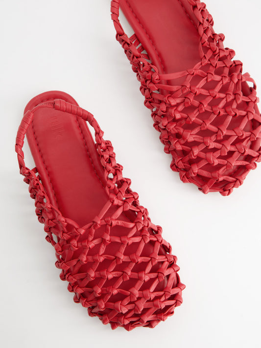Sandalias de piel trenzada rojas - Thunder