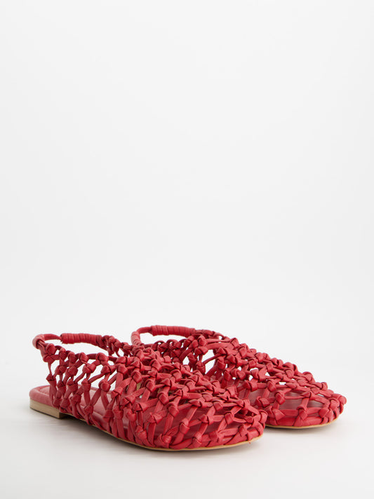 Sandalias de piel trenzada rojas - Thunder