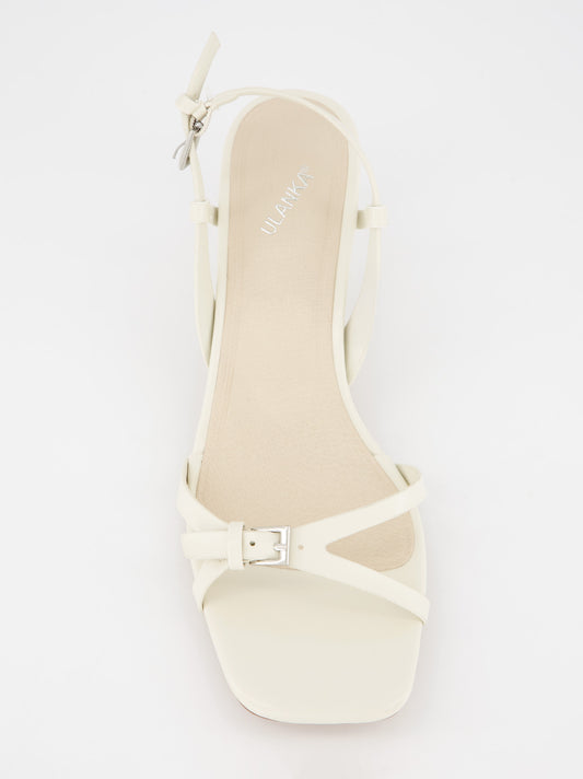 Sandalias de tias con tacón bajo - Cream