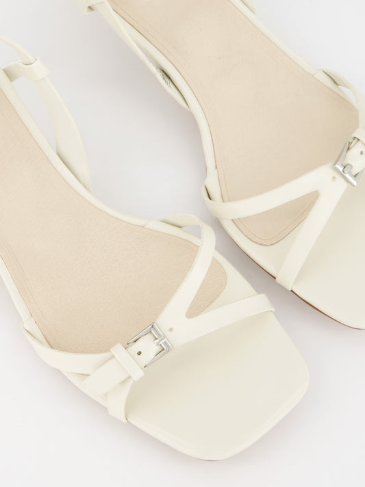 Sandalias de tias con tacón bajo - Cream