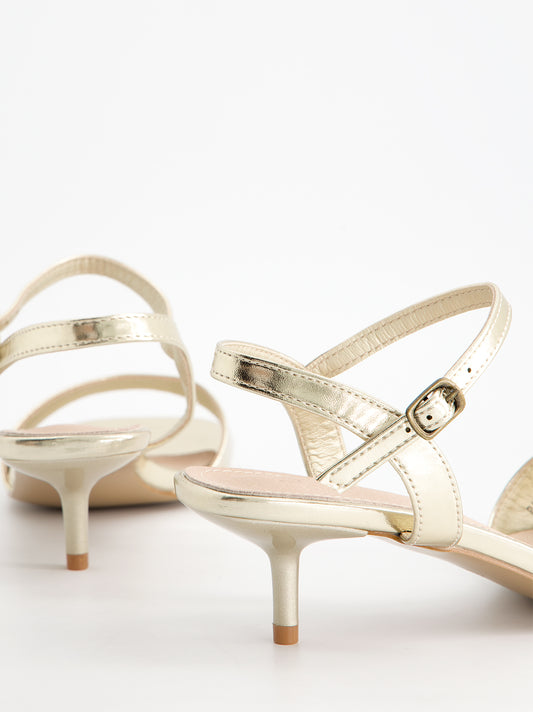 Sandalias doradas tacón bajo - Partty