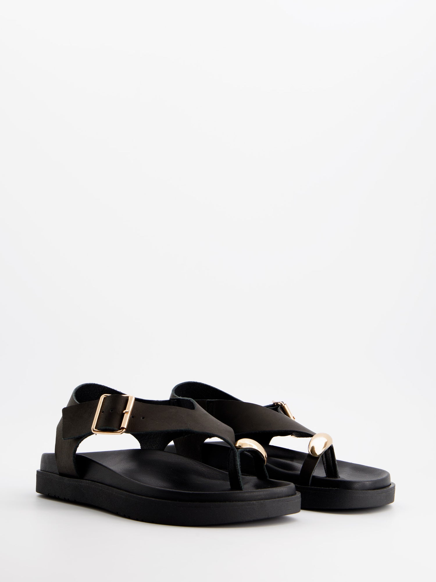 Sandalias negras de piel - Lago