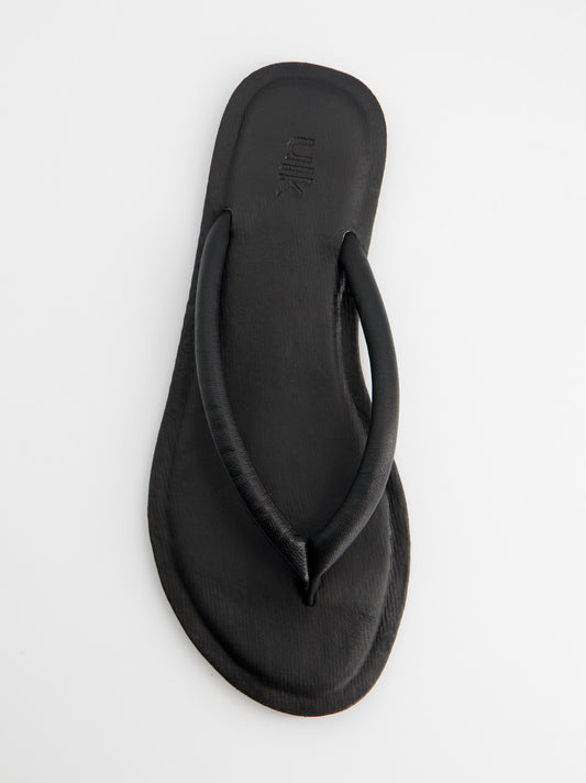 Sandalias negras de piel - Nude