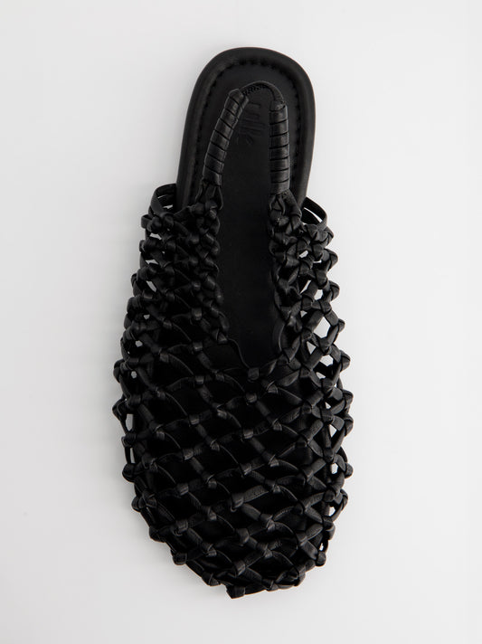 Sandalias negras de piel trenzada - Thunder