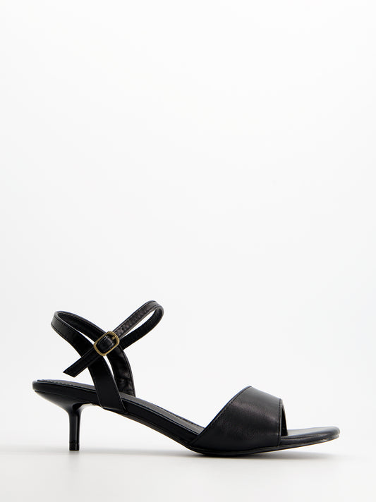 Sandalias negras tacón bajo - Partty