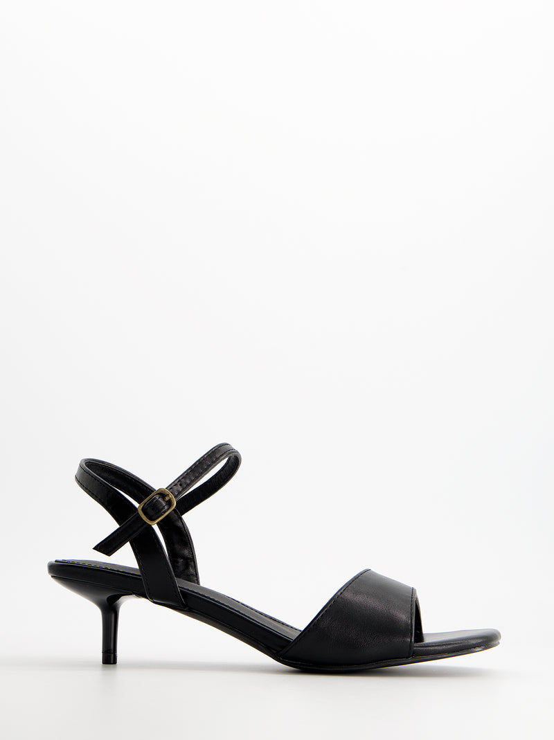 Sandalias negras tacón bajo - Partty