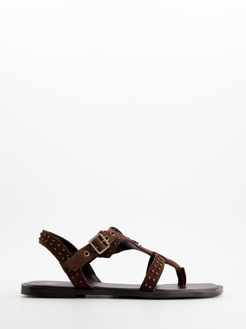 Sandalias planas de ante con tachas - Tine