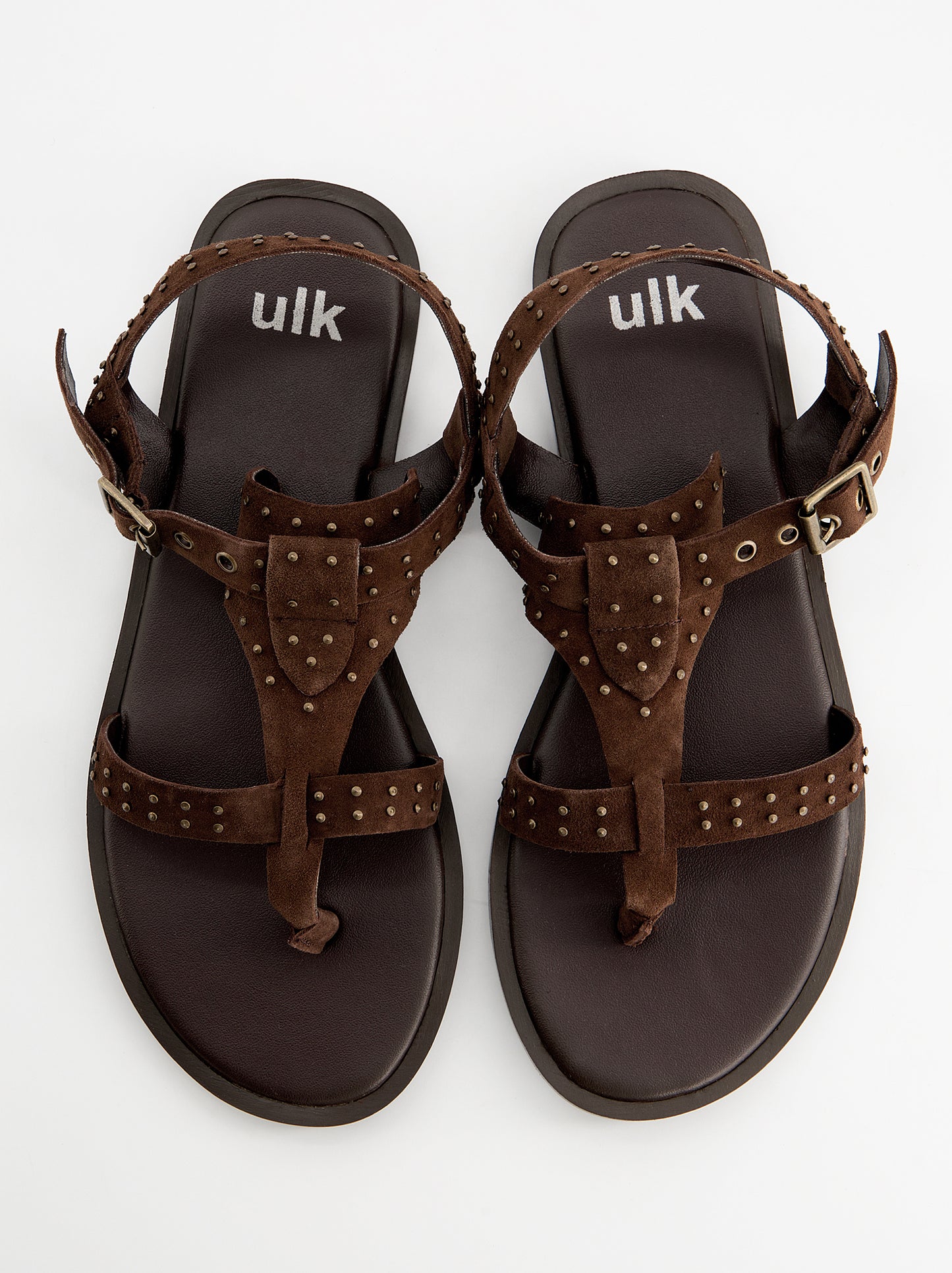 Sandalias planas de ante con tachas - Tine