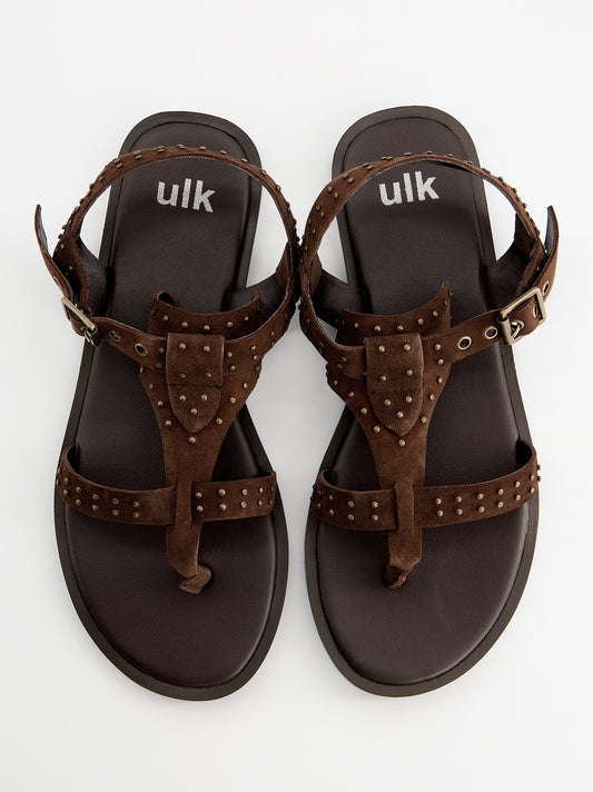 Sandalias planas de ante con tachas - Tine