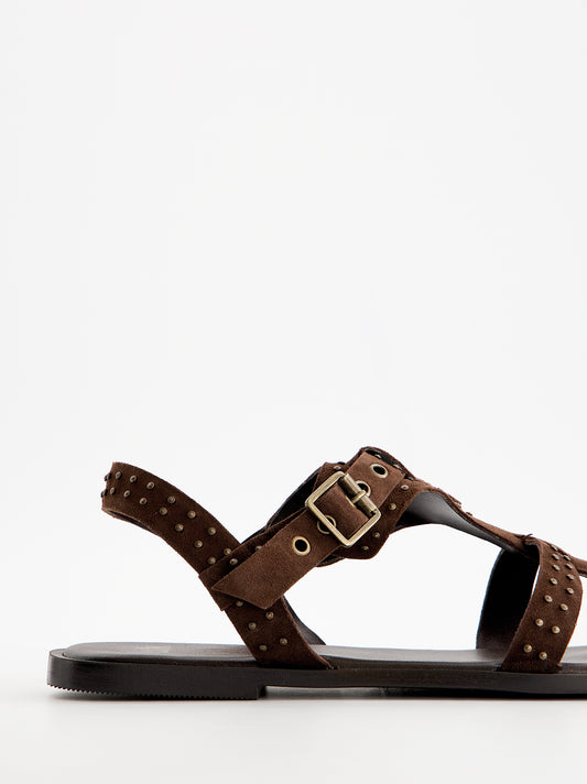 Sandalias planas de ante con tachas - Tine