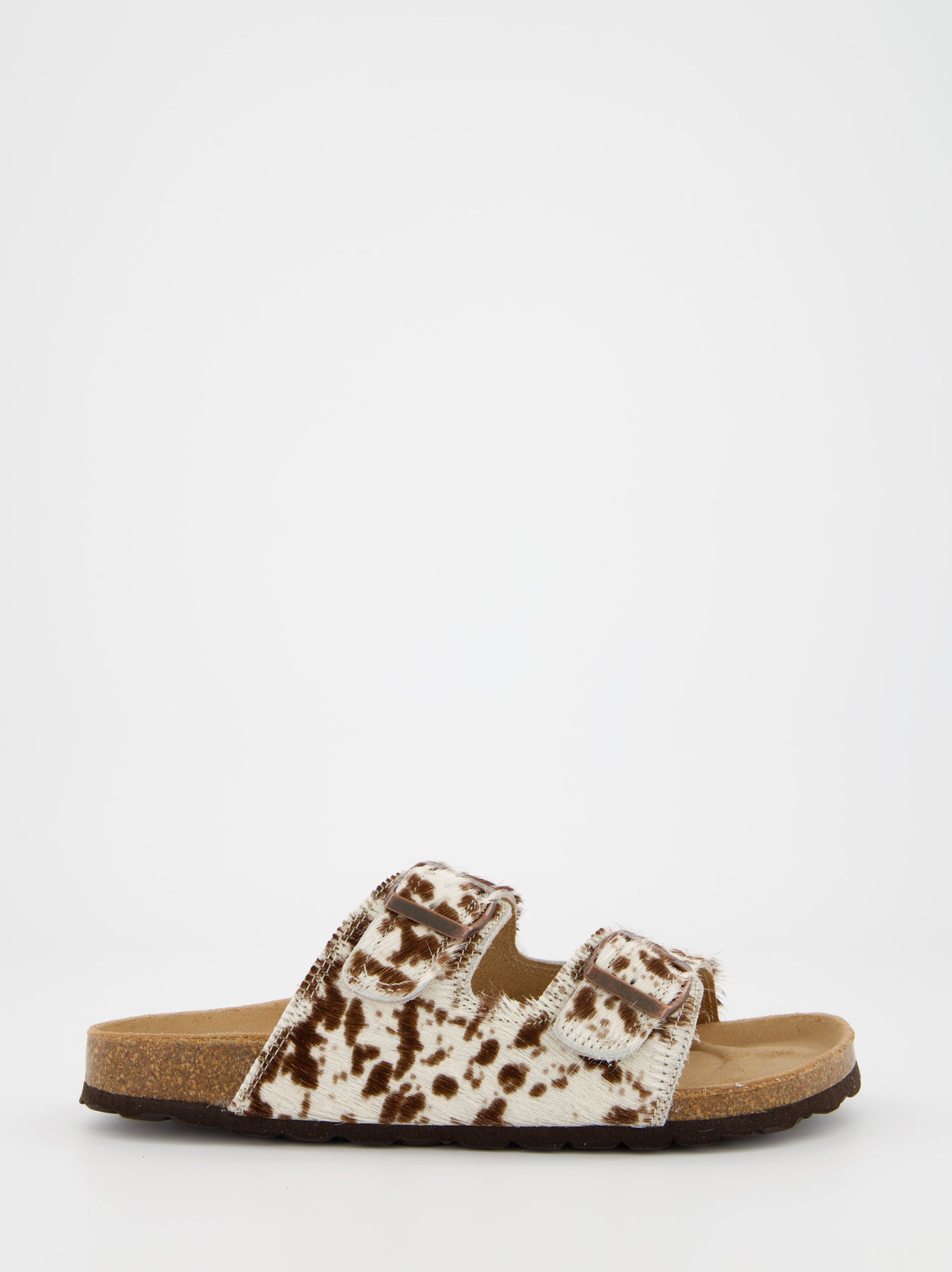 Sandalias planas de pelo con estampado animal