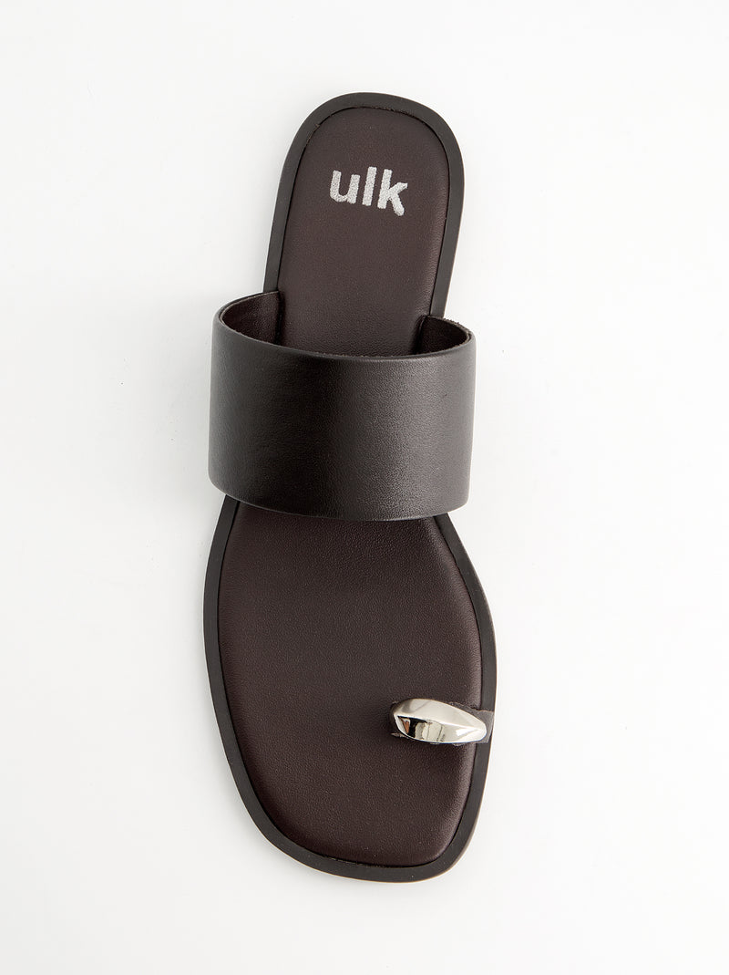 Sandalias planas de piel toe-ring - Fraser
