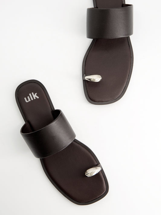 Sandalias planas de piel toe-ring - Fraser