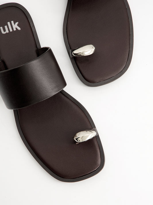 Sandalias planas de piel toe-ring - Fraser