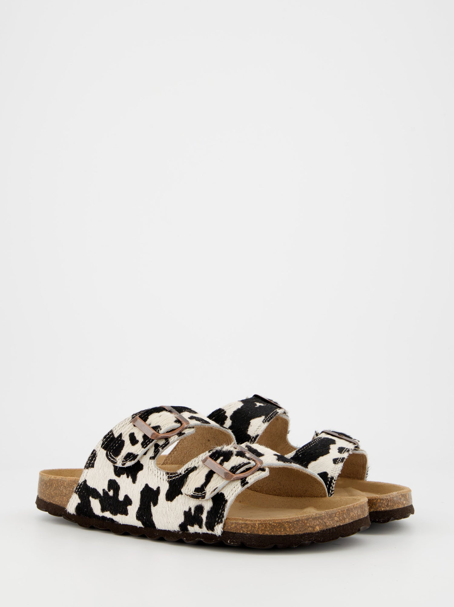 Sandalias planas piel con pelo estampado animal - Mindi